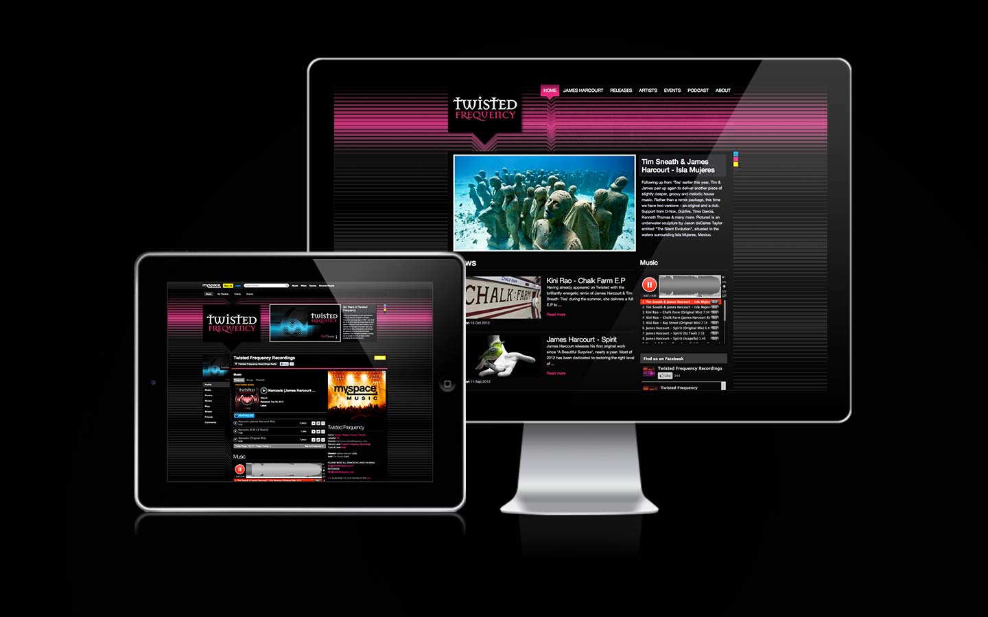 Twisted Frequency - Website & Myspace Template - Laurent Lemoigne - Donanubis - Don Anubis - Graphic Design - Record Label - Techno - Minimal - House - UK
