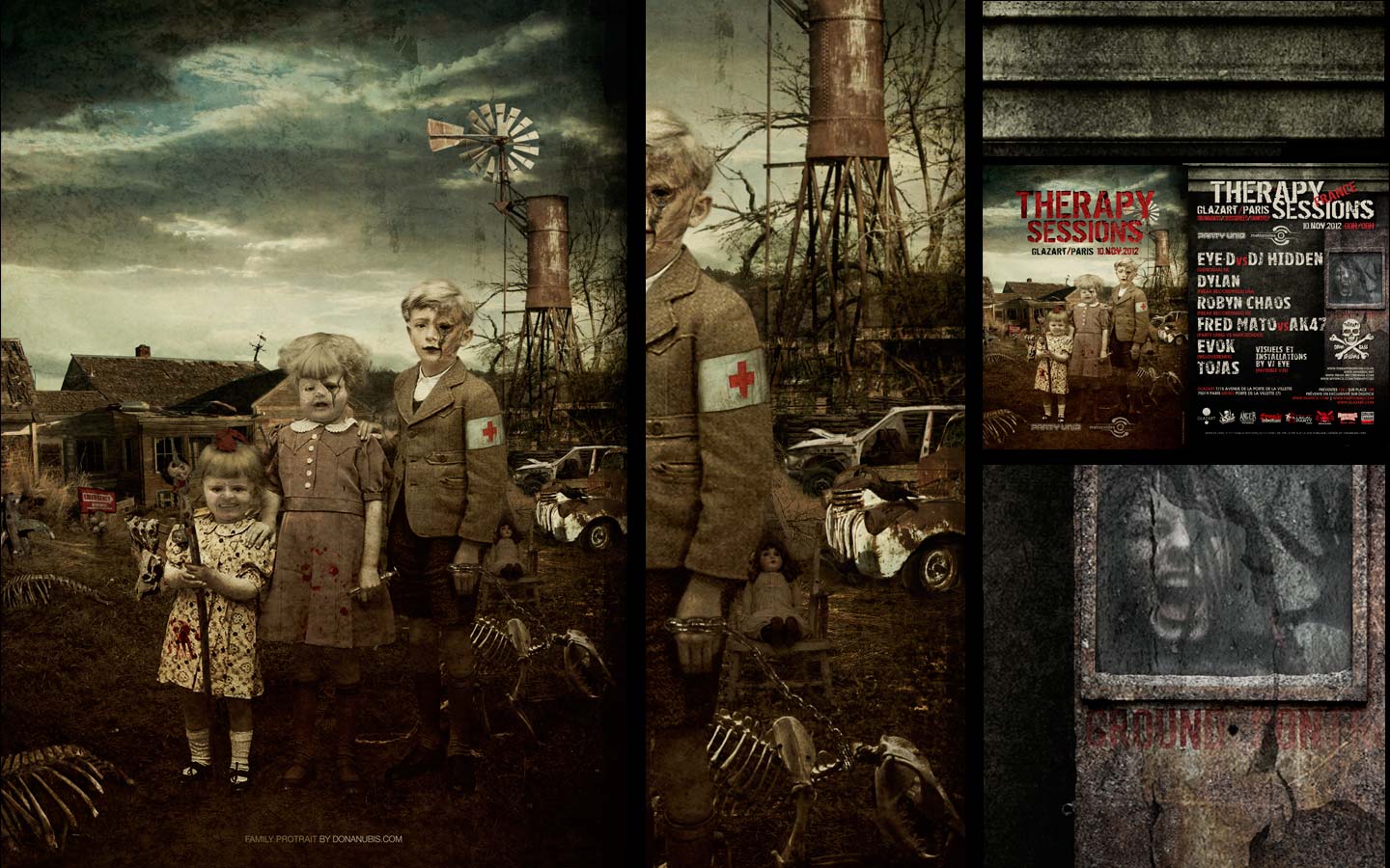 Family Portrait - Therapy Sessions II - France - Laurent Lemoigne - Donanubis - Don Anubis - Digital Art - Graphic Design - Flyer - Matozoides - Party Uniq - Anger Management - Freak Recordings - Glazart - Paris - Art - Music - Electronic - Party - Event - Flyer - Poster - Industrial - Dark - Skull - Consanguinity - Wrong Turn - Chainsaw Massacre - Freak - Family - Skin - Flesh - Psychatric - Psychotic - Canibal - Alternative - Underground - Geneva - Switzerland - Drum and Bass - d'n'b - Hard Drum - Hardcore - Crossbreed - Eye-d vd Dj Hidden - Dylan / Freak Recordings - Robyn Chaos - Fred Mato / Matozoides / dtc / 4real - Ak47 / PArty Uniq - Evok - Tojas