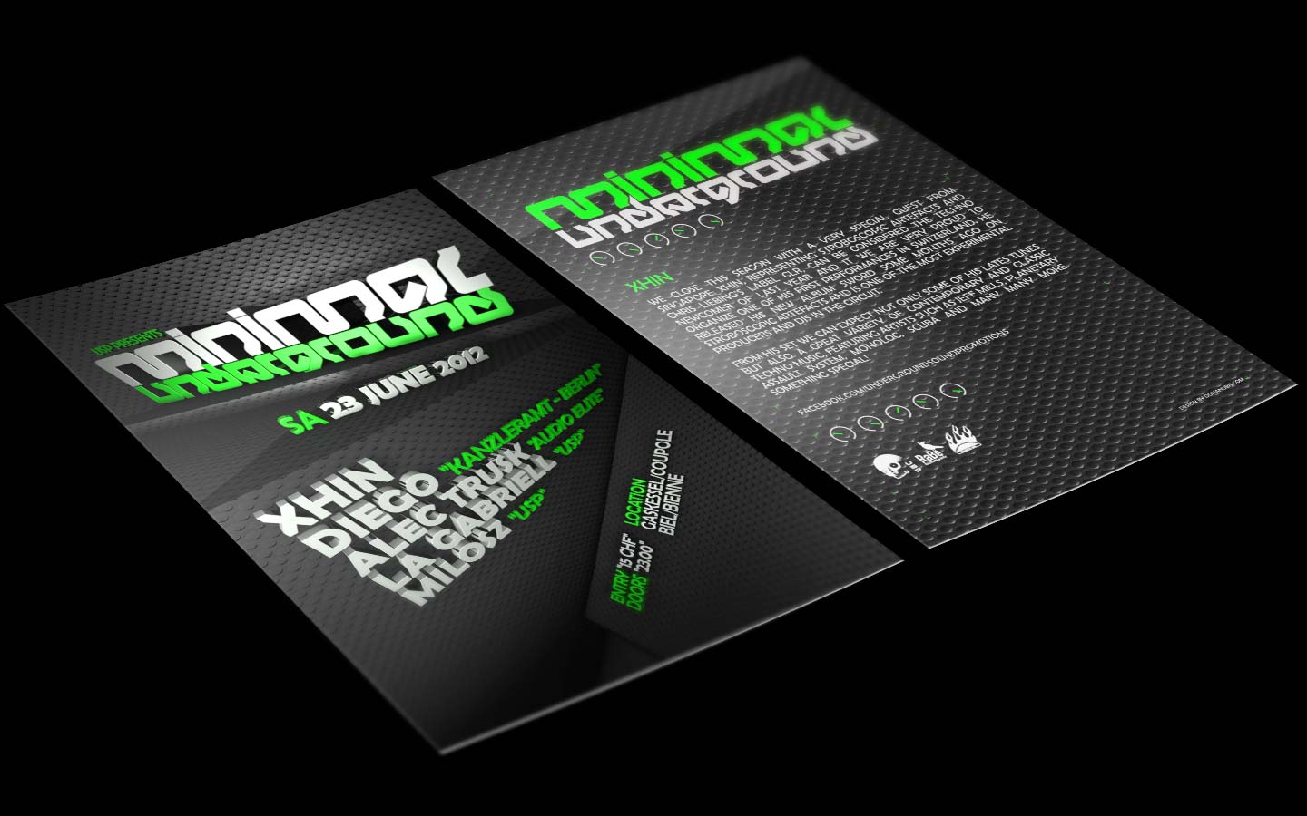 USP -Infected Drumz VII - Laurent Lemoigne - Donanubis - Don Anubis - Graphic Design - Underground Sound Promotion - Coupole - Bienne - Art - Music - Electronic - Party - Event - Flyer - Poster - Techno - Minimal - Electro - Alternative - Underground - Geneva - Switzerland - Xhin - Diego / Kanzleramt - Alec Trusk / Audio Elite - Milosz - La Gabriell