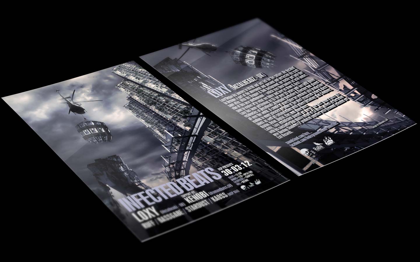 USP -Infected Beats I Flyer - Laurent Lemoigne - Donanubis - Don Anubis - Graphic Design - Underground Sound Promotion - Coupole - Bienne - Art - Music - Electronic - Party - Event - Flyer - Poster - Industrial - Dark - Apocalypse - Destroy - I am a Legend - Doomsday - Alternative - Underground - Geneva - Switzerland - Drum and Bass - Dubstep - Loxy / Metalheadz - Kenobi - Ruff - Bassgabe - Stardust - Kaoss - Metal - Hard - Rock - Death - Band - Illustration