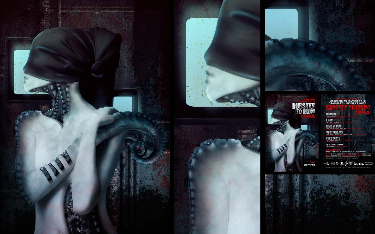 PLPS / Dubstep to Drum For Real - Laurent Lemoigne - Donanubis - Don Anubis - Digital Art - Graphic Design - Flyer - Matozoides - Batofar - Paris - Art - Music - Electronic - Party - Event - Flyer - Poster - Industrial - Dark - Woman - Beautiful - Kraken - Octopus - Biomechanical - Biomechanoid - Giger - Rust - Alternative - Underground - Geneva - Switzerland - Drum and Bass - d'n'b - Hard Drum - Dubstep - Drumka / Firehead Prod - Loan / IOR Records - Krak In Dub / Galettas Calientes / Mas I Mas - Quaterblack / UNC Audio / Jungle Trek / Infinity / Mog - Fred Mato / Matozoides / DTC Records / 4real - Metal - Hard - Rock - Death - Band - Illustration