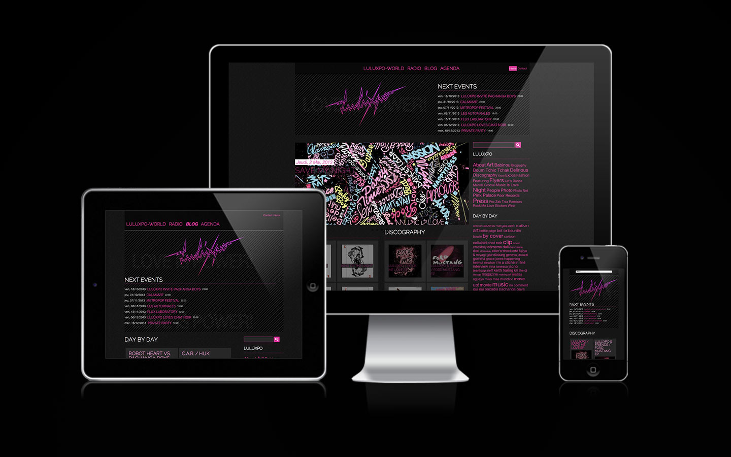 LuLúxpo Website - Laurent Lemoigne - Donanubis - Don Anubis - Graphic Design - Web Design - Webdesign - Drupal - Responsive - Love is Power - Geneva - Switzerland - Electro - Pink - Glamour - - Art - Music - Party - Festival - Event