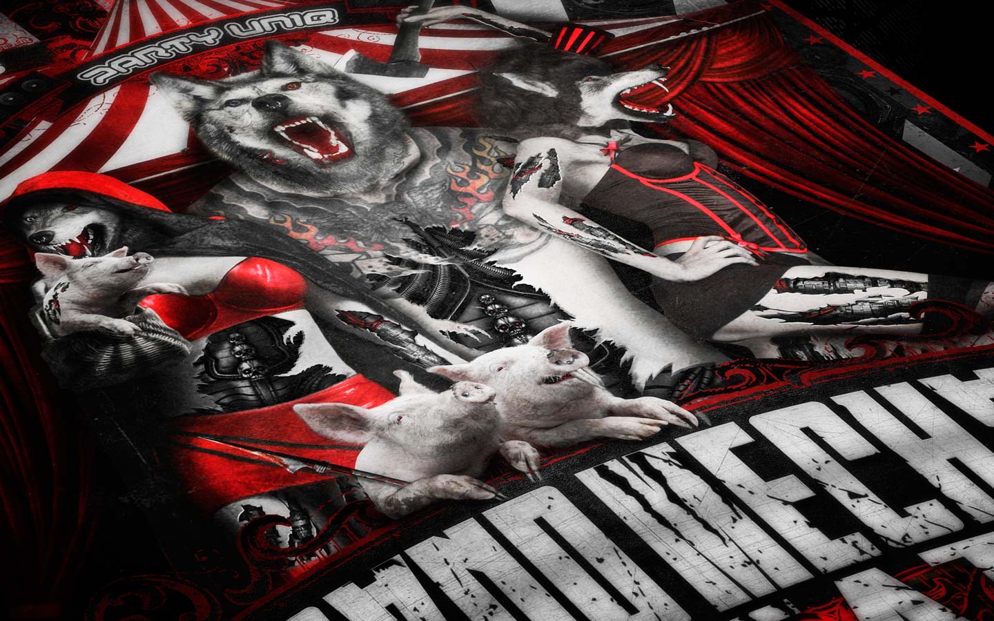 Le Grand Mechant Beat #10 - 2 Years Anniversary - Laurent Lemoigne - Donanubis - Don Anubis - Graphic Design - Flyer - Party Uniq - Cabaret Sauvage - Paris - Art - Music - Electronic - Party - Event - Flyer - Poster - Biomechanic - Biomechanik - Biomechanical - Man - Machine - Factory - Giger - Industrial - Dark - Wareworf - Woman - Sexy - Fetish - Axe - Pigs - Circus - Alternative - Underground - Geneva - Switzerland - Drum and Bass - d'n'b - Hard Drum - Hardcore - Crossbreed - Day-Mar / Master of Hardcore - The Outside Agency / Genosha Recordings / One Seven Five - The Dj Producer / Rebelscum - Counterstrike / Algorythm - Niveau Zero / Chateau Bruyant - Ak47 / Party Uniq / Epileptik
