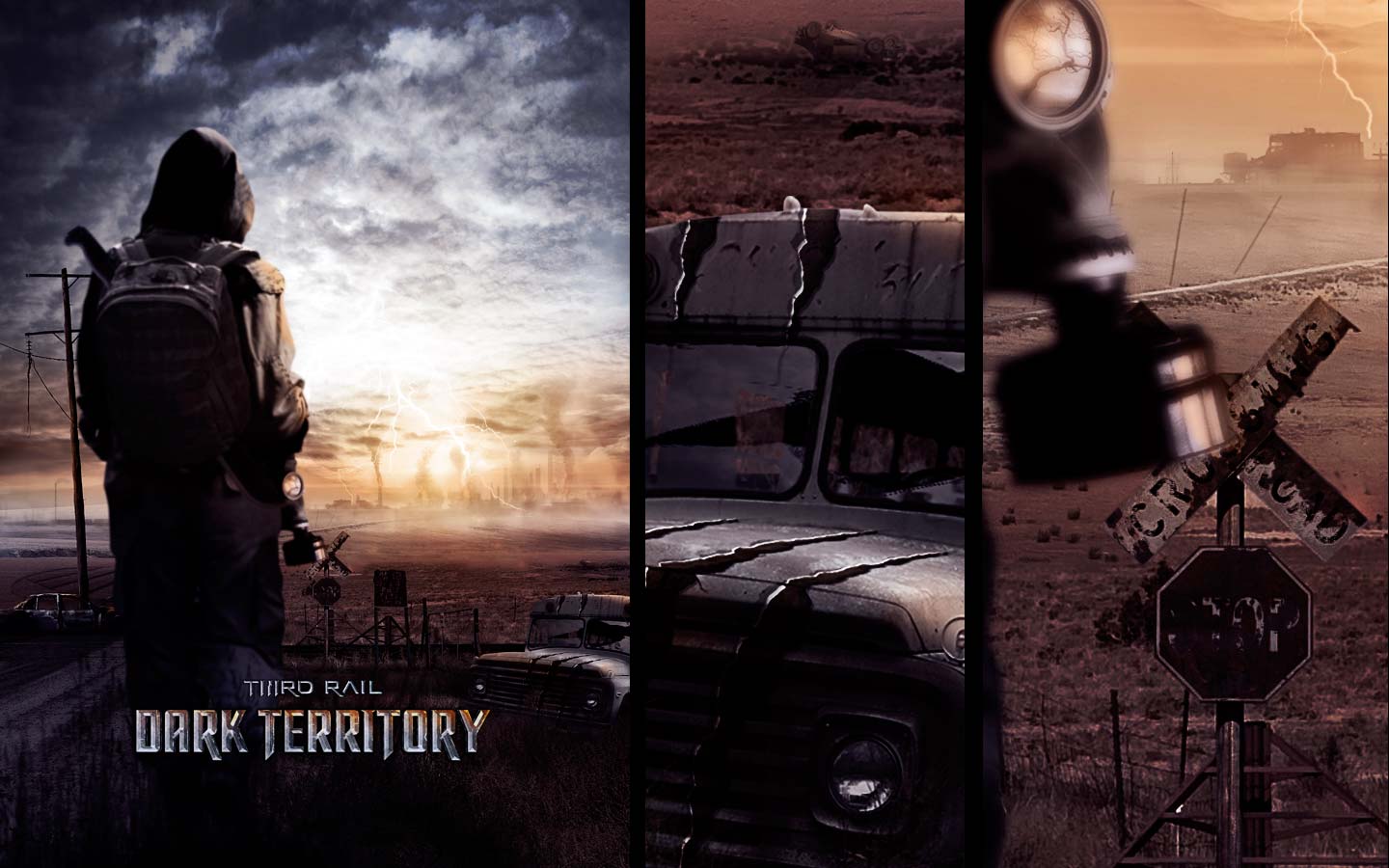 Third Rail - Dark Territory - Laurent Lemoigne - Donanubis - Don Anubis - Graphic Design - Illustration - Digital Art - DVD Cover - Dos Brain - California - US - Art - Music - Electronic - Cinema - Movie - Trailer - Movie trailer - Poster - Man - Machine - Factory - Industrial - Dark - NIN - Prometheus - I am a Legend - Book of Eli - Gazmask - Gas Mask - End of the World - Doomsday - Post Apocalyptic - Alternative - Underground - Geneva - Switzerland